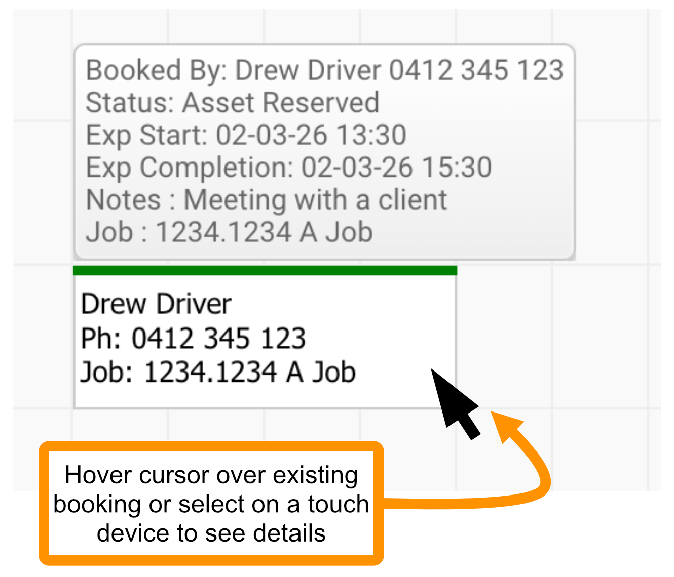 Booking calendar detail showing unavailability colouring