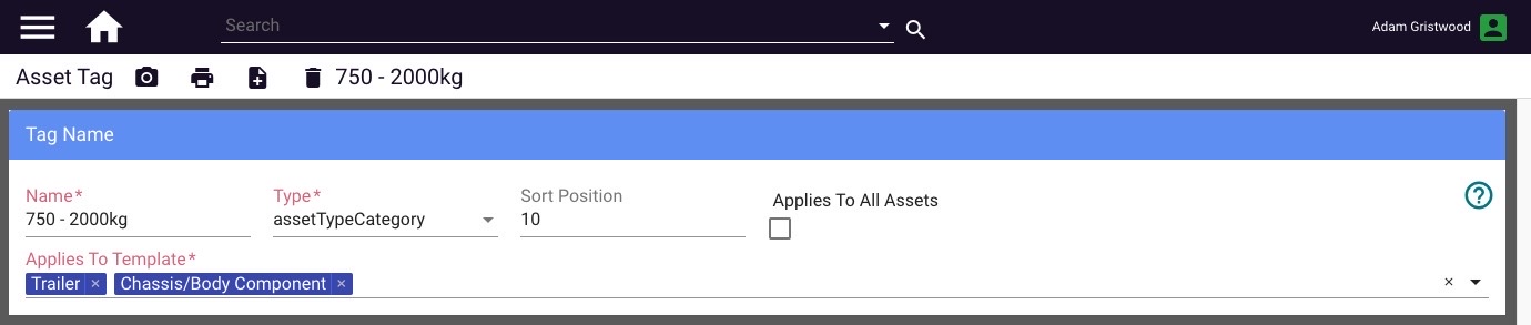 The Tag List page showing existing tags